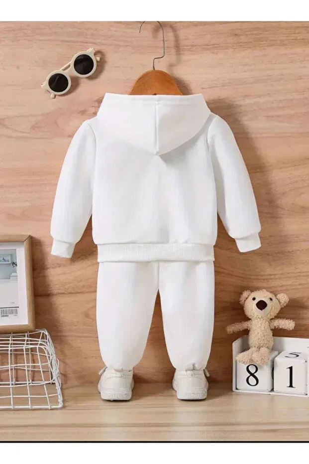 Детский комплект свитшота и спортивных штанов для девочек с принтом Sportswear Keywest, White — фото 2