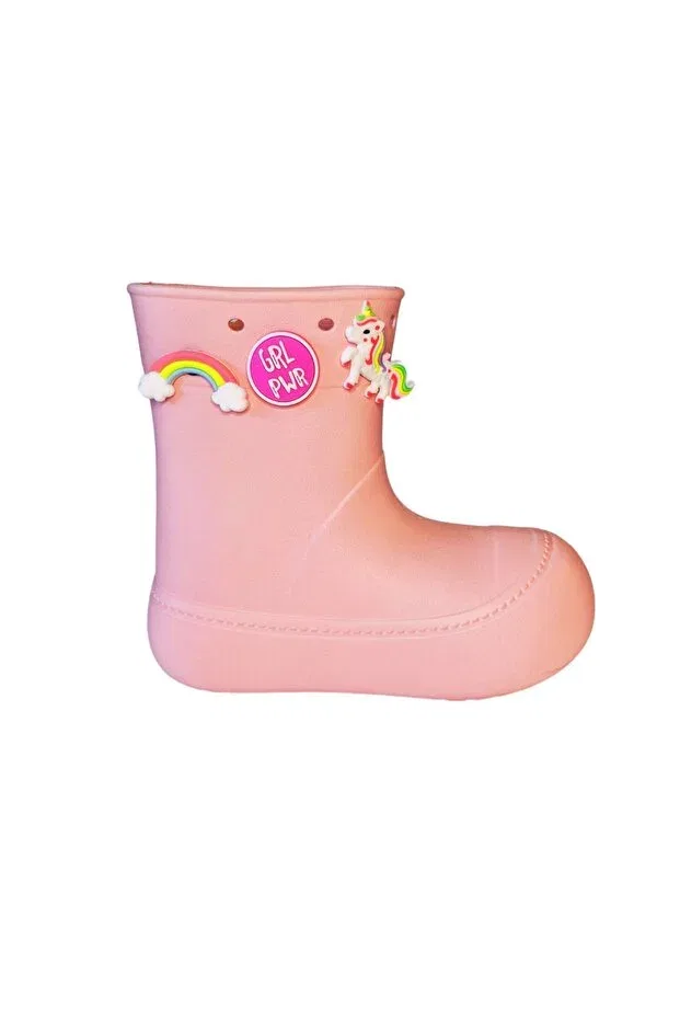 Детские дождевые сапоги для девочек с принтом Rain Boots and XO Socks Set Casabony, Powder Pink — фото 3