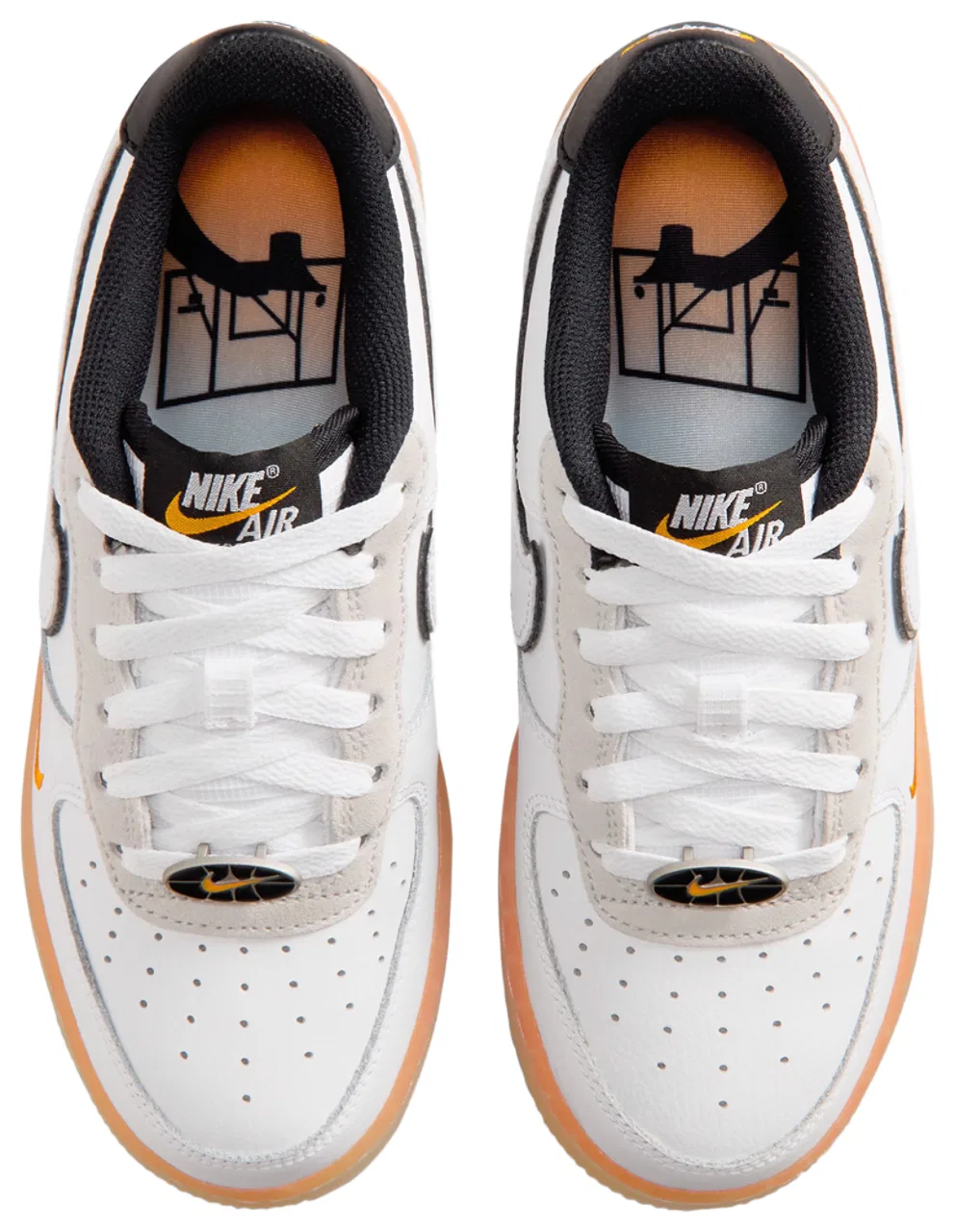Кроссовки для мальчиков Air Force 1 FL2 Nike, цвет White/Black/Orange — фото 4