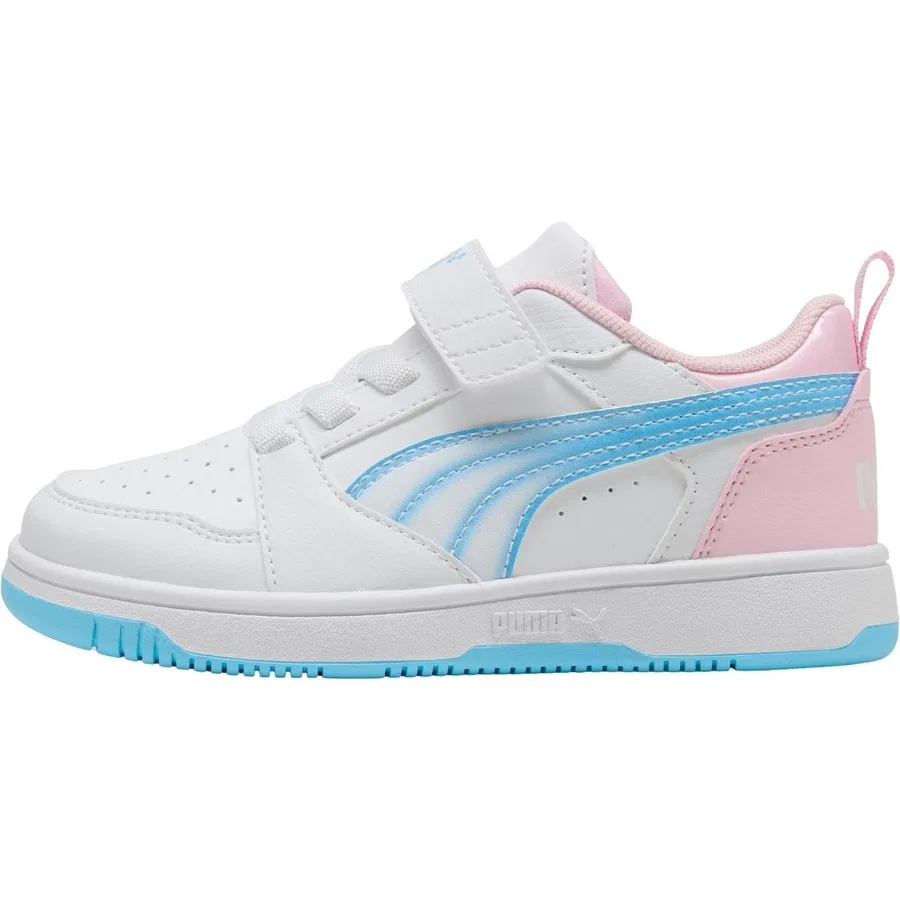 Детские спортивные кроссовки Puma Rebound V6 Lojelly Heaven Ac Ps, Бело-розово-синий