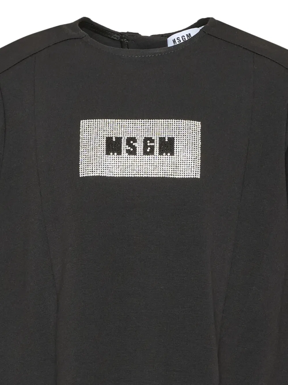 Платье с длинными рукавами и логотипом из страз MSGM Kids, черный — фото 3