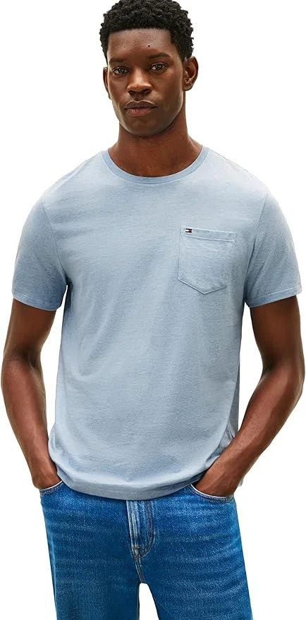 Футболка Tommy Hilfiger Essential Short Sleeve Cotton Crewneck Pocket, светло-синий