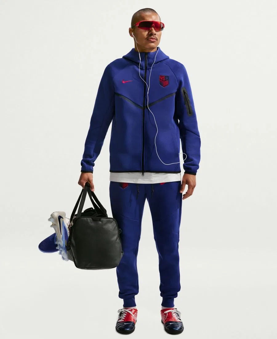 Худи-ветровка с флисом Nike, Deep Royal Blue/Challenge Red