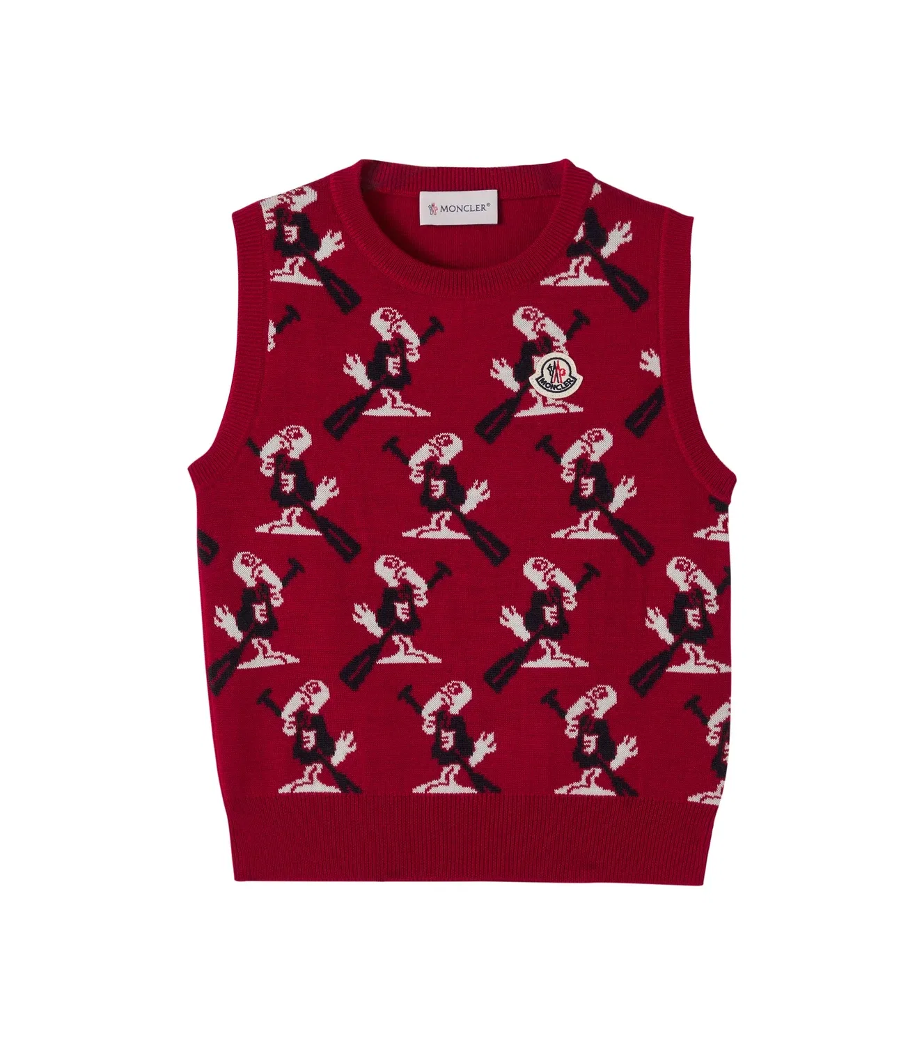 Жилет из чистой шерсти Moncler Enfant, красный