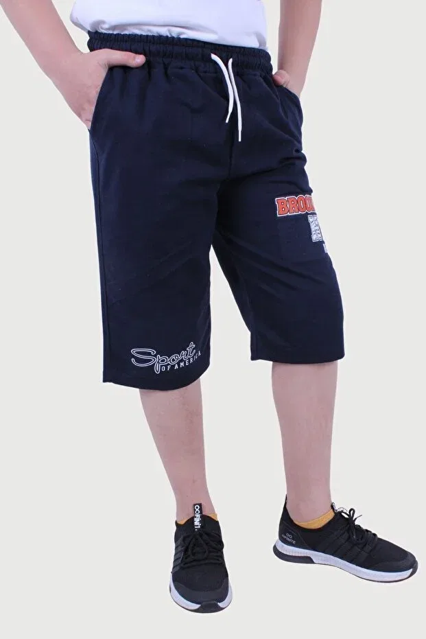 Детские шорты для мальчиков с принтом Brooklyn Panios Kids, Navy Blue — фото 4