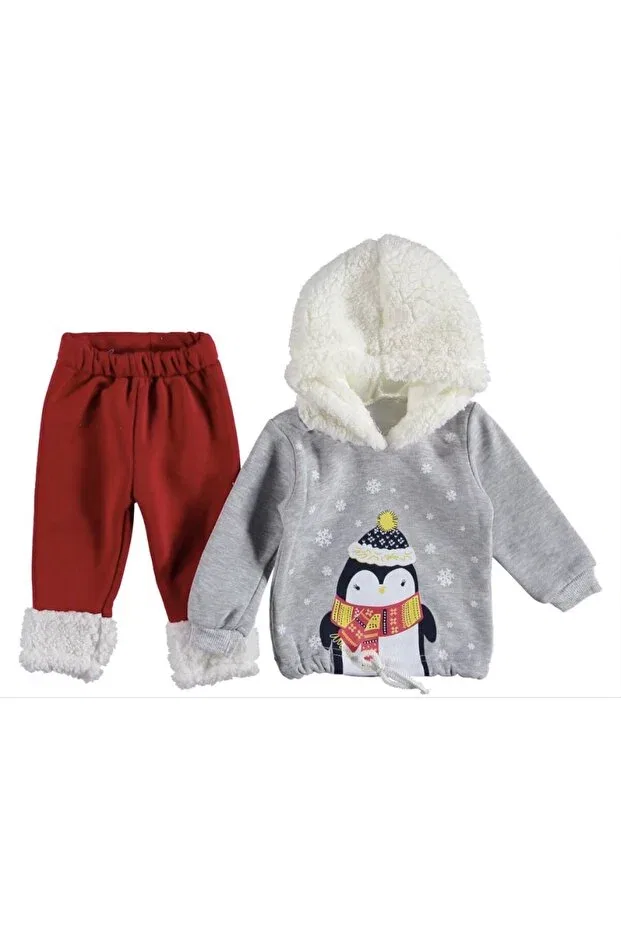 Детский для мальчиков спортивный костюм с принтом Fluffy penguin Pop Kids, Gray — фото 3