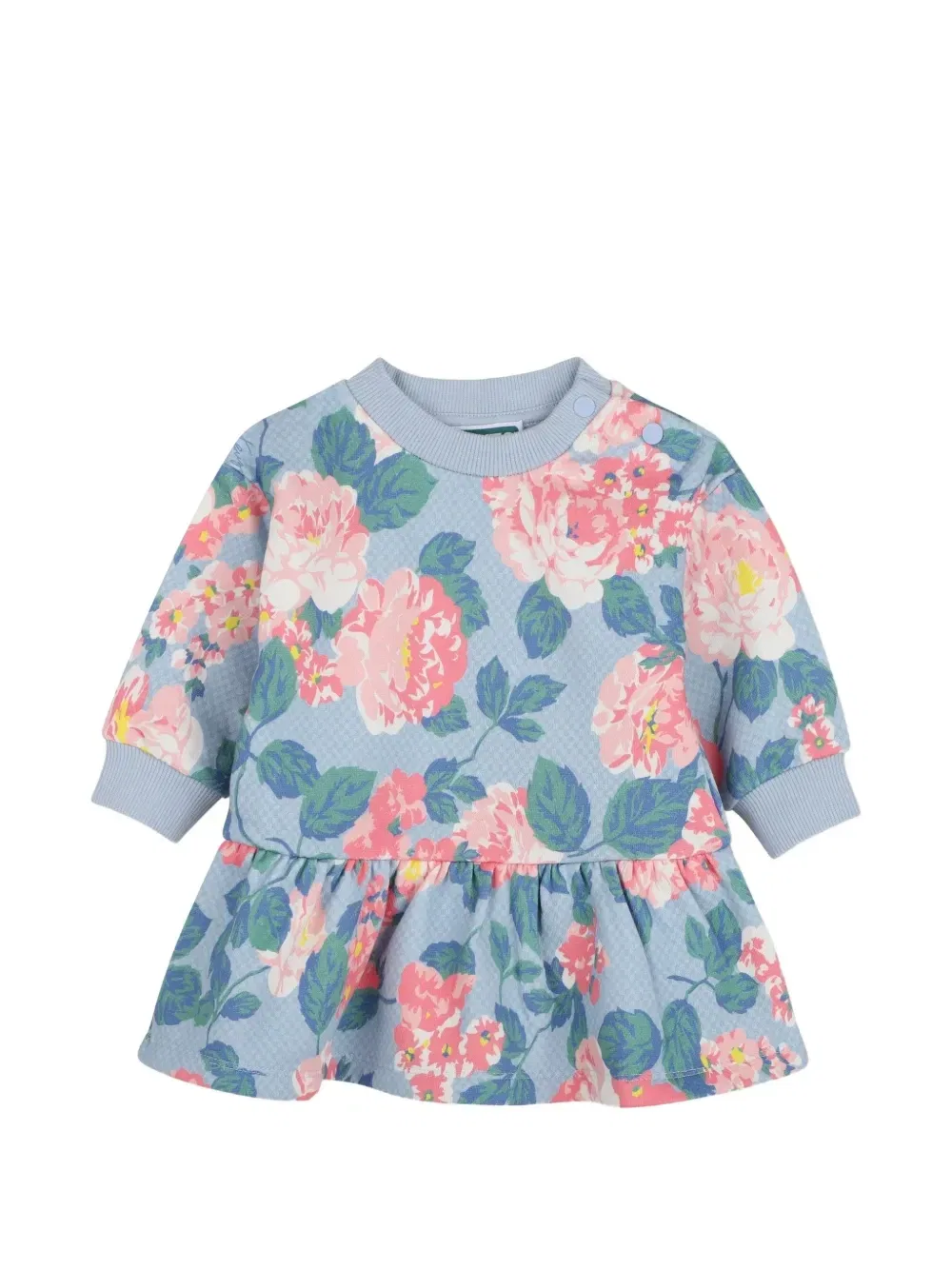 Платье с оборками и цветочным принтом Kenzo Kids, синий