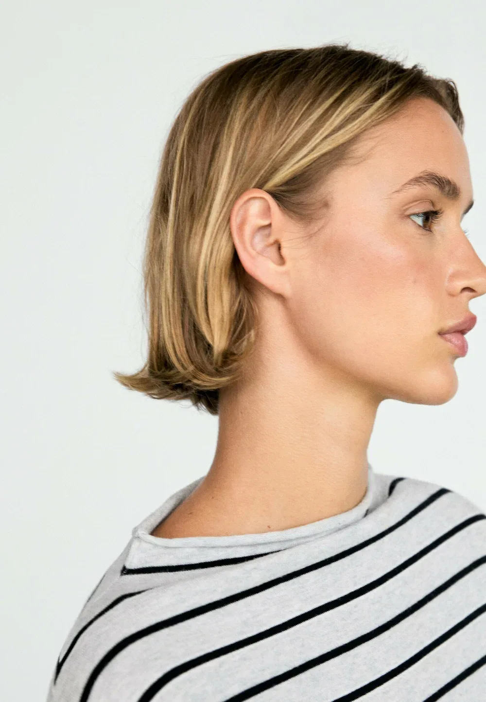 Вязаный свитер в полоску из 100% хлопка Massimo Dutti, Grey — фото 3