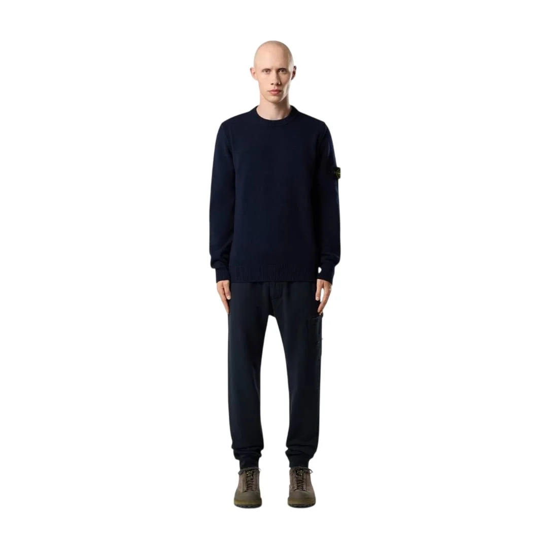 Мужской свитер Stone Island Regular-fit Crewneck With Ribbed Trims, темно-синий