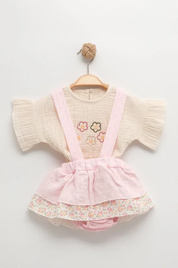 Детский комплект для девочек из муслина с принтом Basics Mini Baray, Lightpink — фото 2