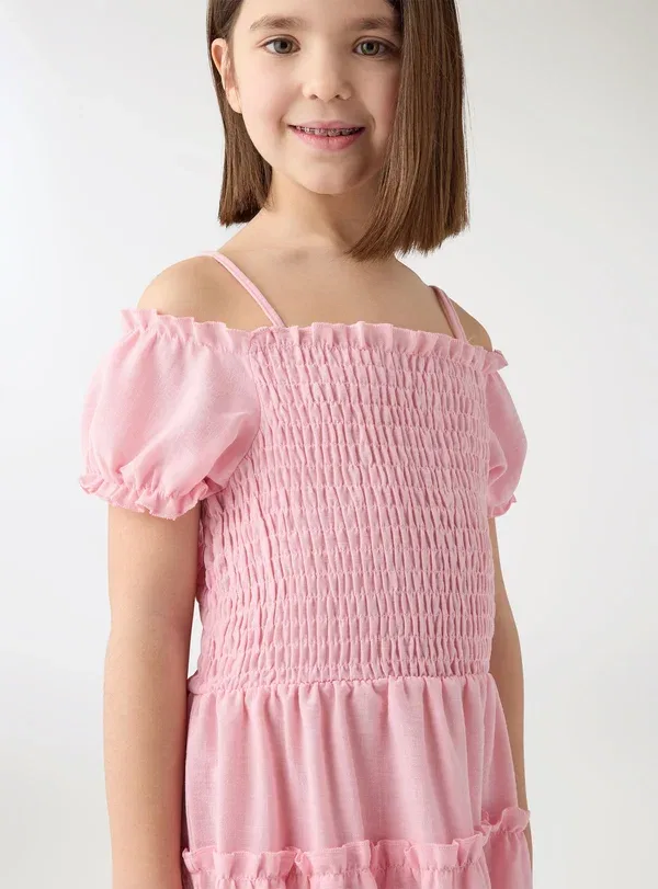 Платье повседневное с кружевной отделкой Day dress Terranova, Rosa Confetto, розовый — фото 4