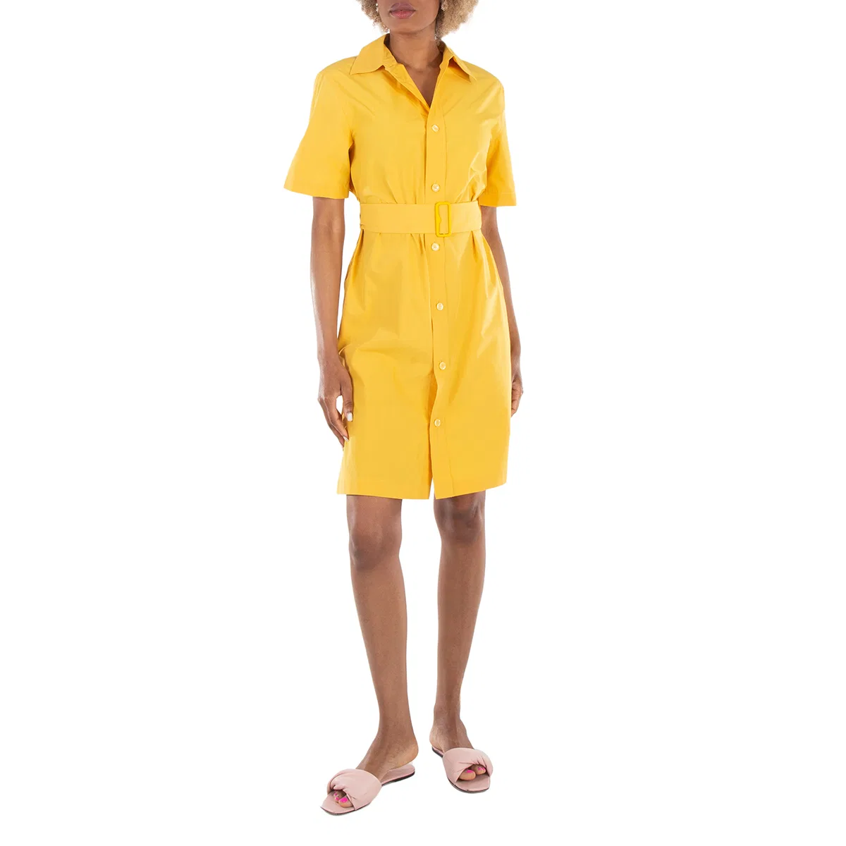 Платье-рубашка с коротким рукавом из хлопкового микса Burberry, Sunflower