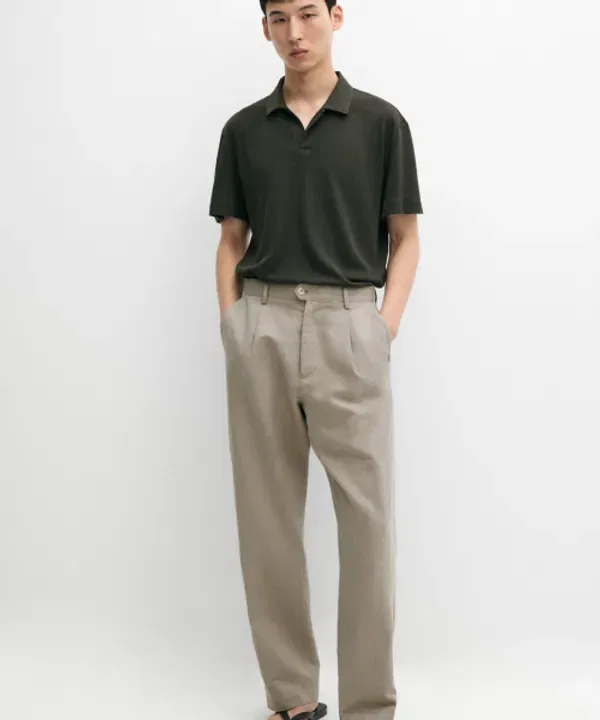 Поло с коротким рукавом из льна и хлопка, Massimo Dutti — фото 2