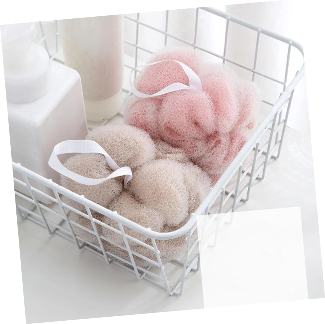 Мочалка для душа Mesh Bath Ball, MAGICLULU, 6 шт, 11.5x11x11 см, Pink Wash — фото 3
