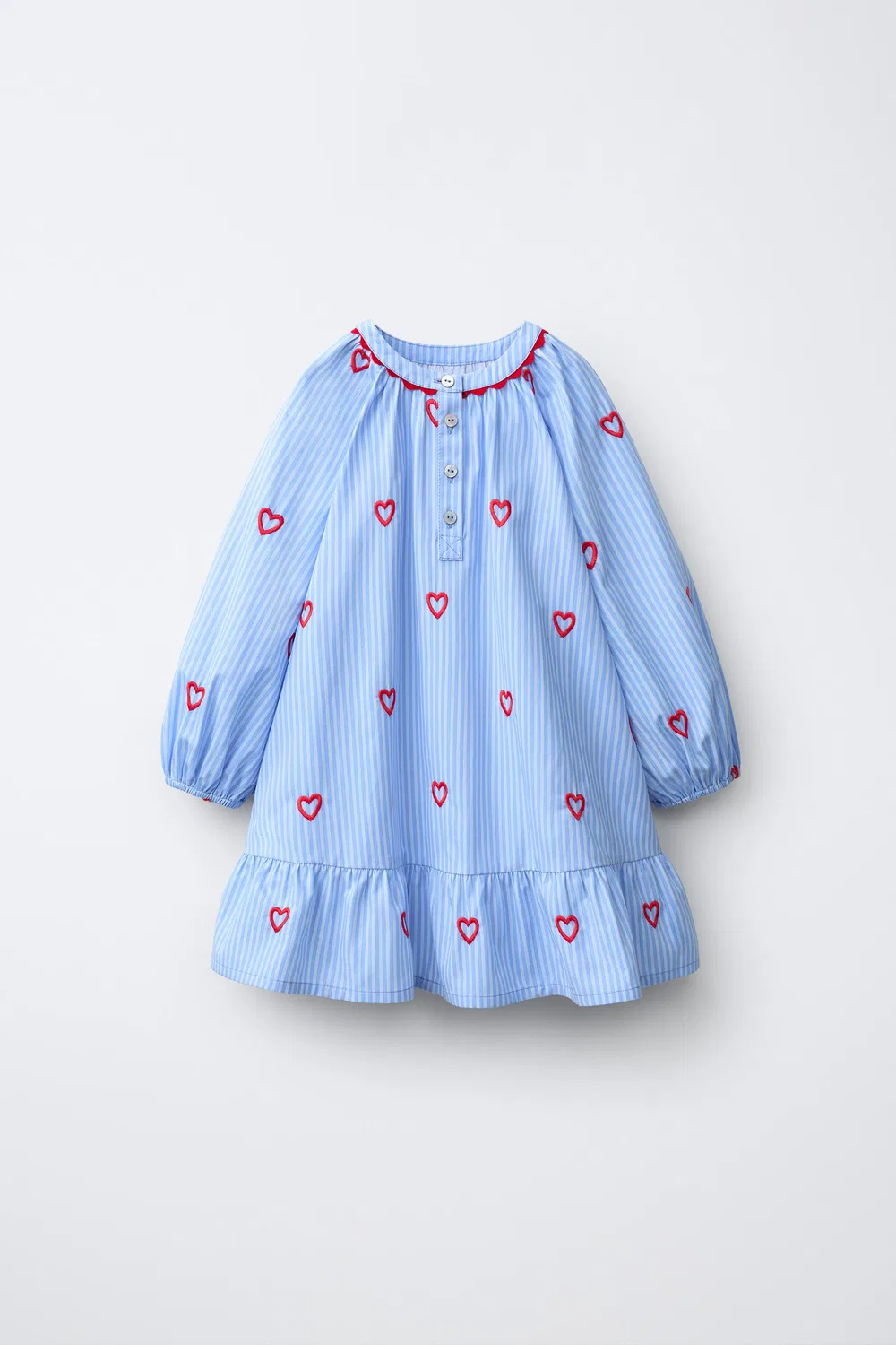 Полосатое платье с вышитыми сердечками ZARA, Blue