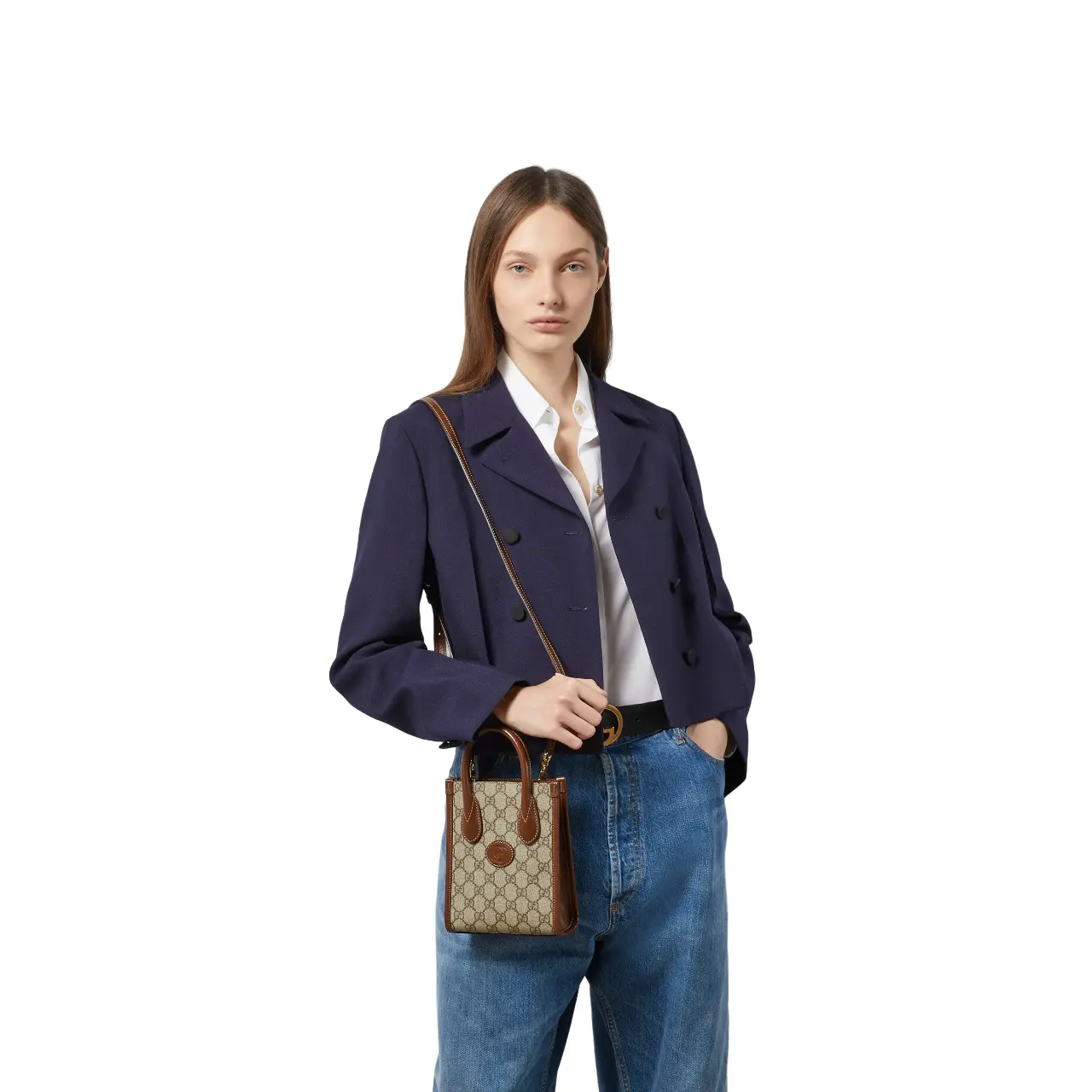 

Сумка-тоут Gucci Mini With Interlocking G, коричневый