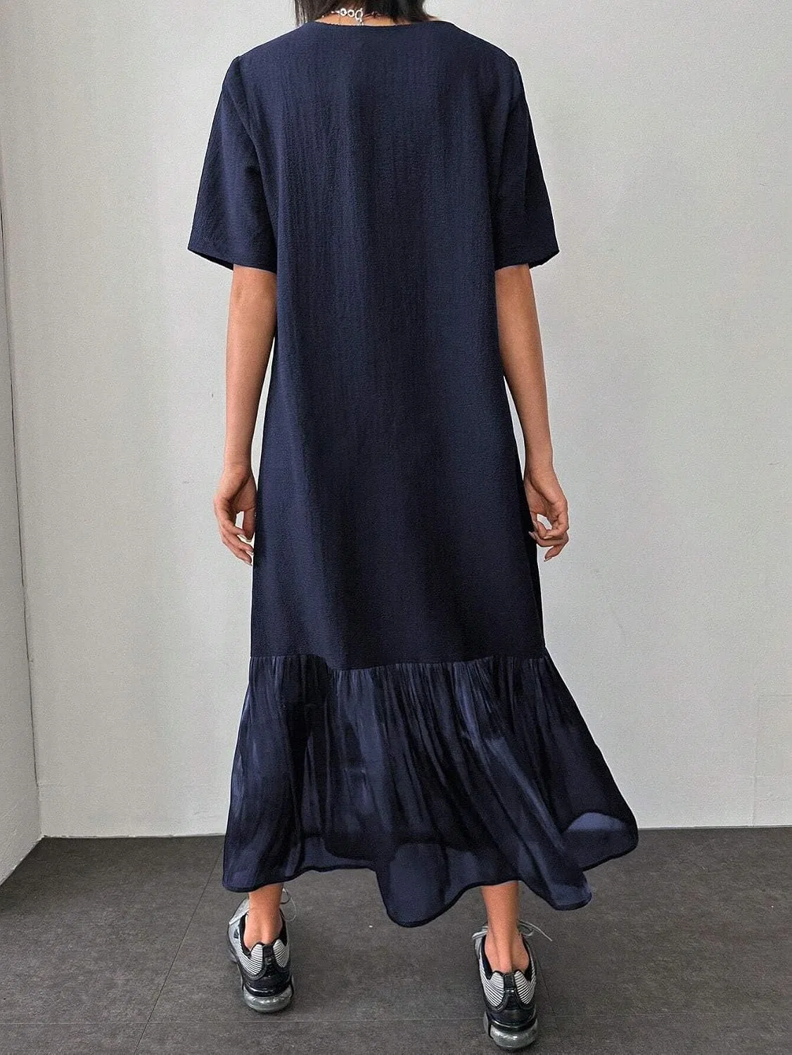 Женское летнее платье миди с рыбьим хвостом, Navy Blue — фото 3