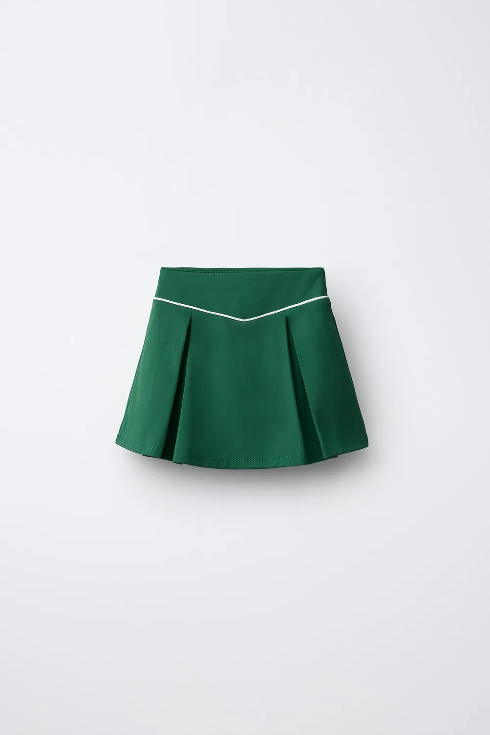 Юбка со складками и контрастной отделкой ZARA, Mid-Green