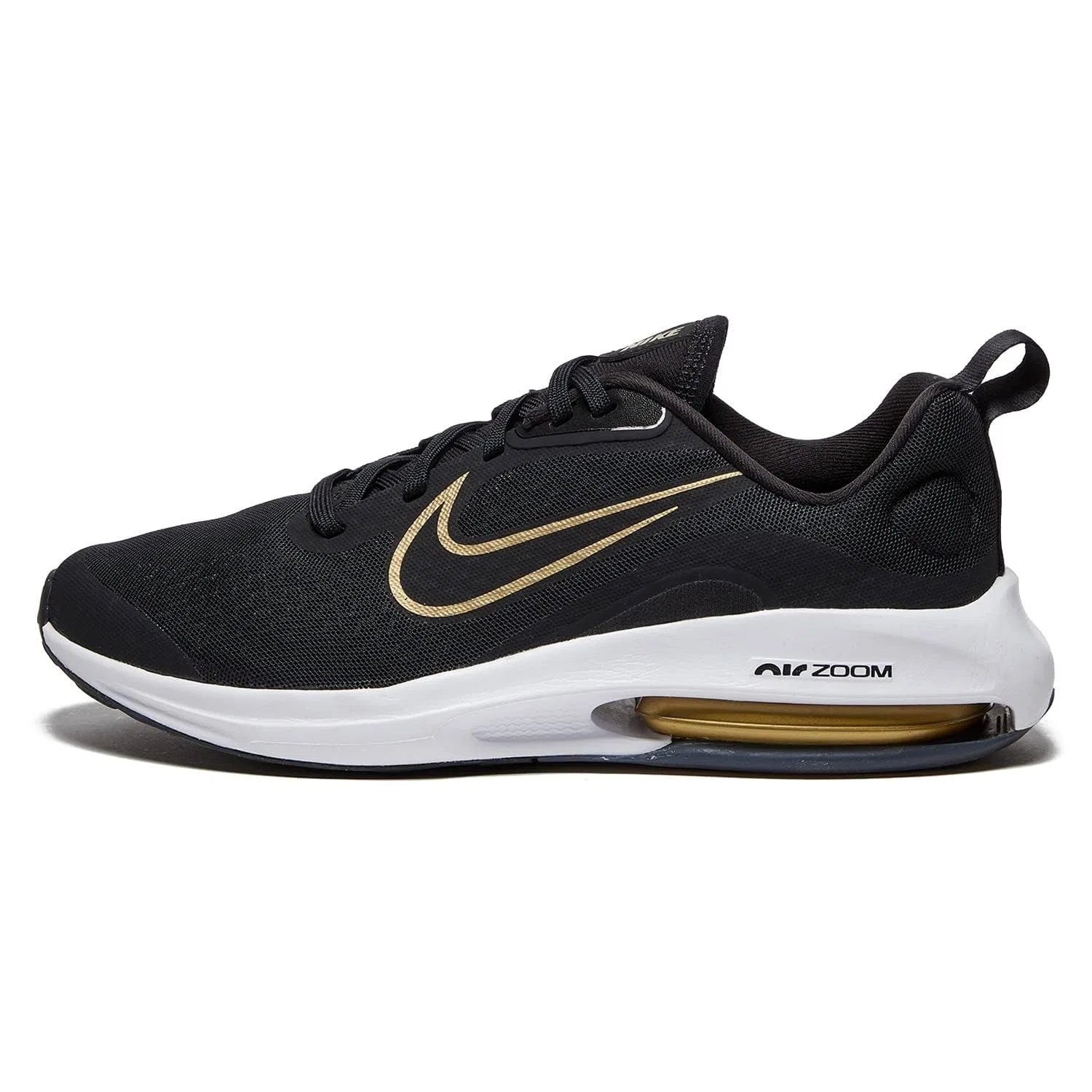 Детские кроссовки для бега с амортизацией Zoom Air NIKE Air Zoom Arcadia 2, Black Metallic Gold Wolf Grey White