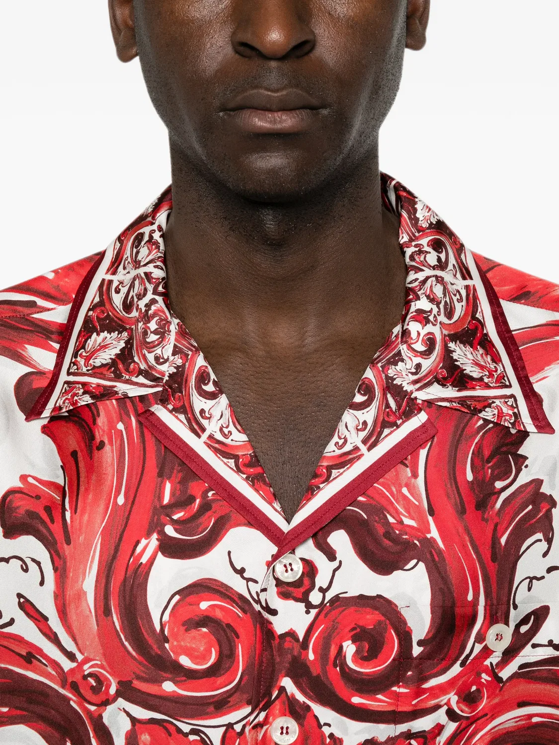 Рубашка из шелка с коротким рукавом белая Dolce & Gabbana, белый — фото 3