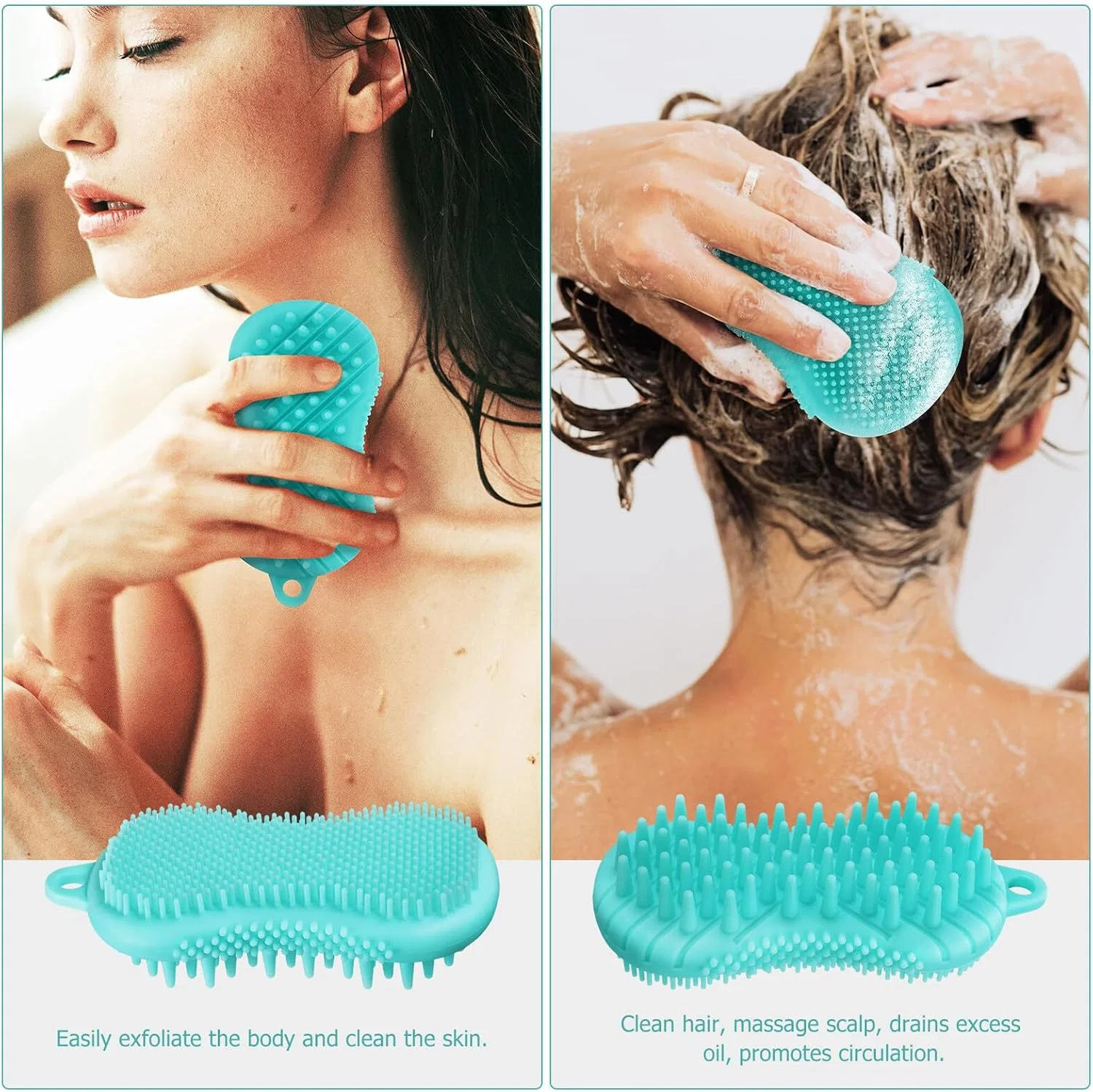 Щетка для тела силиконовая ABOOFAN 2 шт, Himmelblau — фото 2