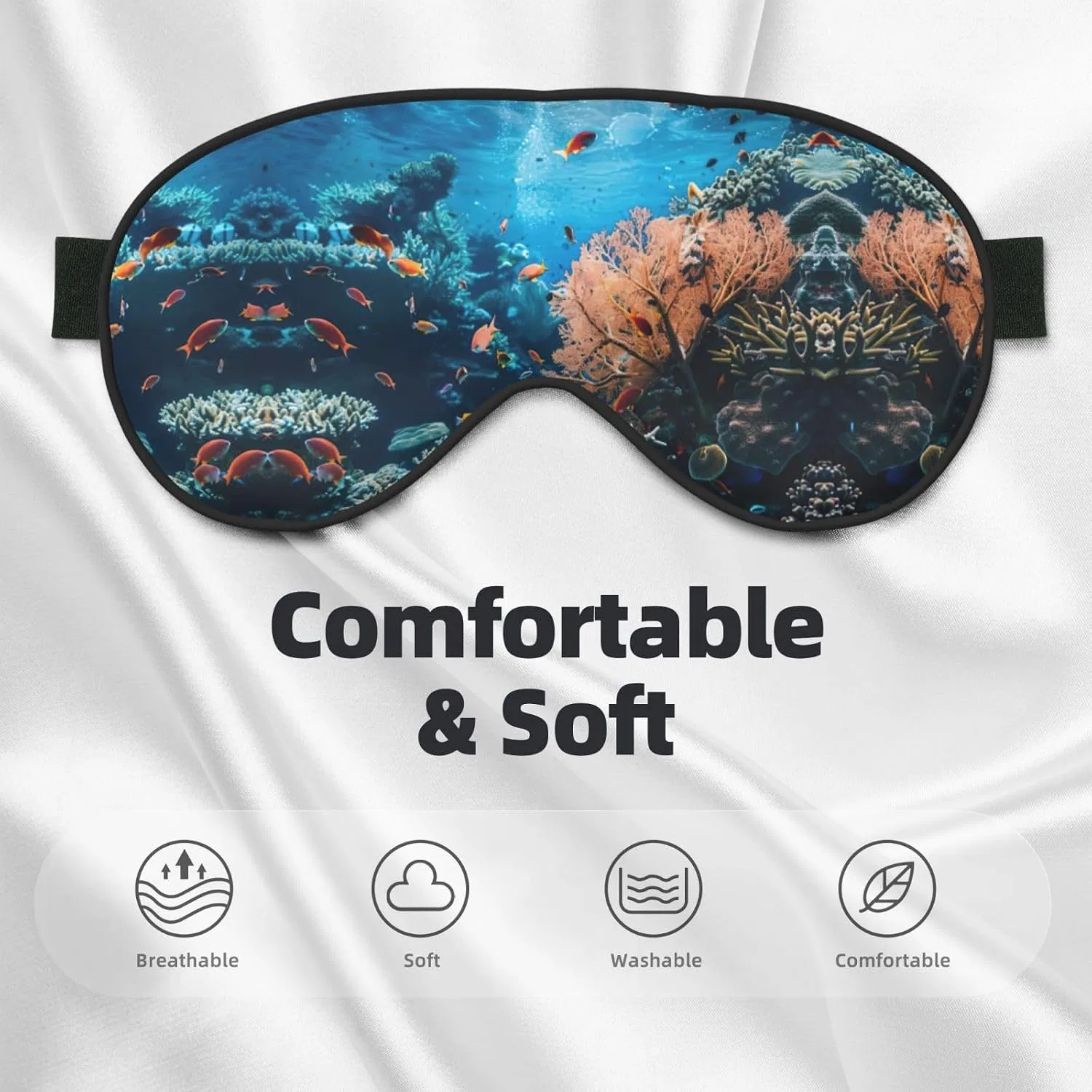 Маска для сна Coral Reef Soft Sleep, SSIMOO, 1 шт, Черный — фото 3