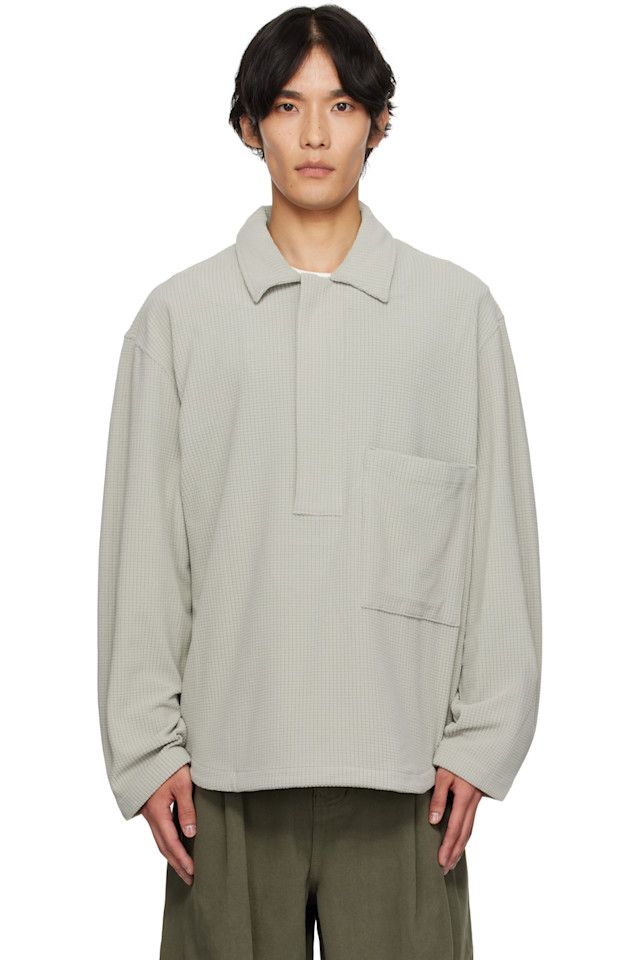 

Поло с вафельной текстурой и молнией до середины груди Le17Septembre, серый