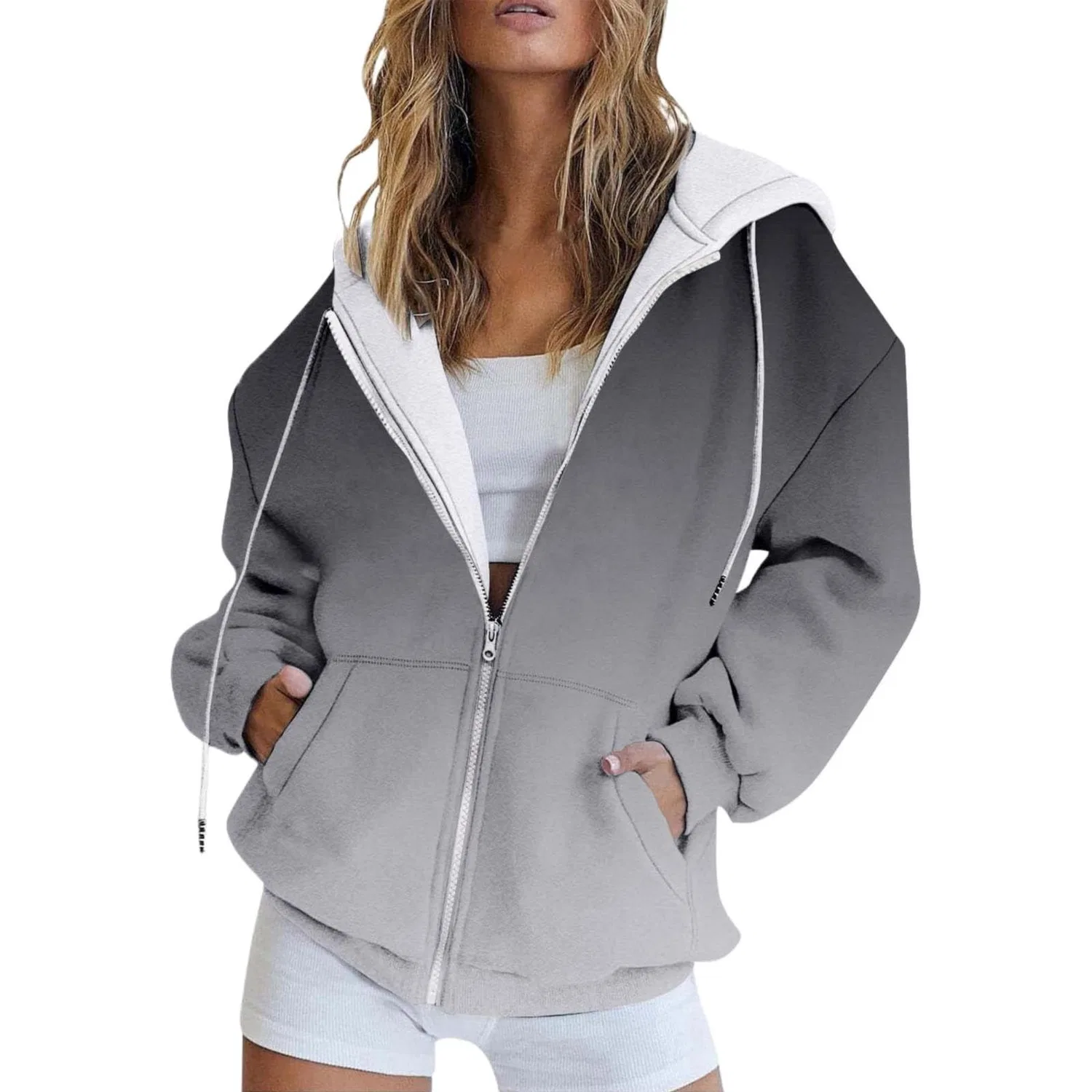 Женская куртка с капюшоном, винтажная, с принтом, Oversized Transition Jacket, E