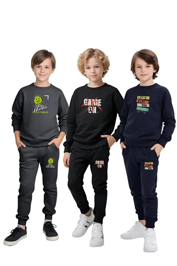 Детский спортивный комплект для мальчиков с принтом Panios Kids, Smoked-Black Navy Blue