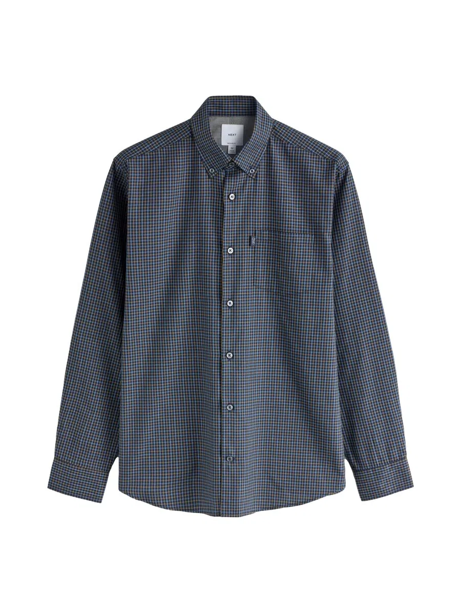Рубашка Next Regular fit Button Up Shirt 'Easy Iron' в цветах Marine Blue и Dusty Blue