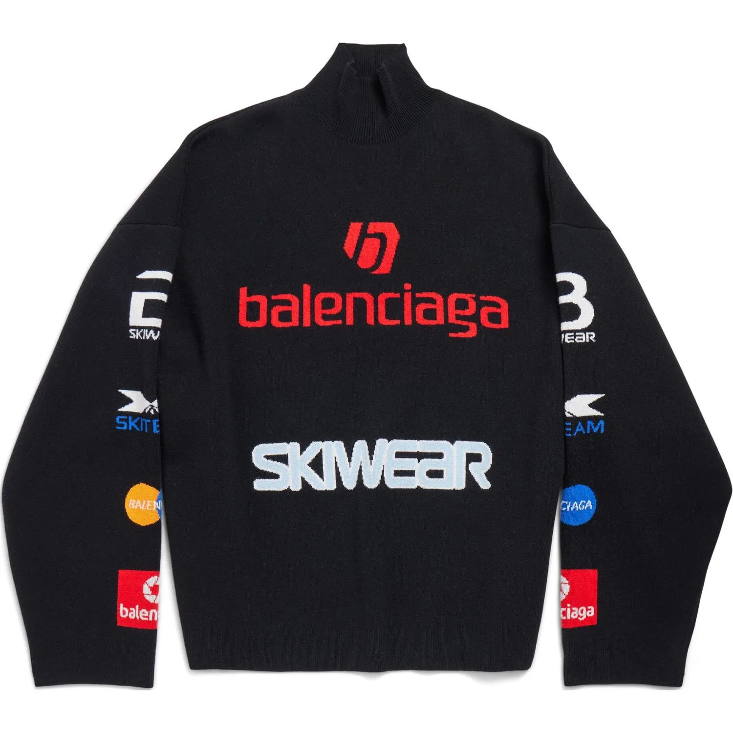 Свитер с высоким воротником и длинным рукавом Balenciaga, Black