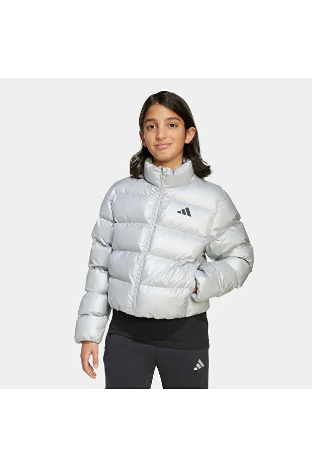 Детское зимнее пальто для девочек с принтом Synthetic Down Glam Adidas, Gray