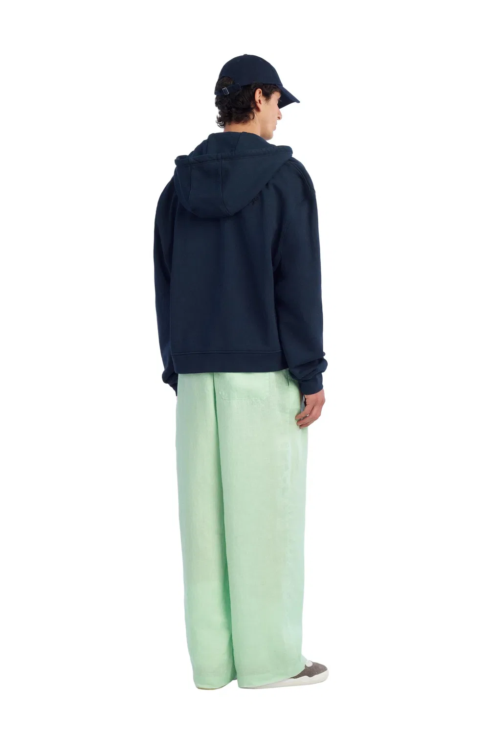 Брюки свободного кроя из 100% льна. ZARA, Sea green — фото 2