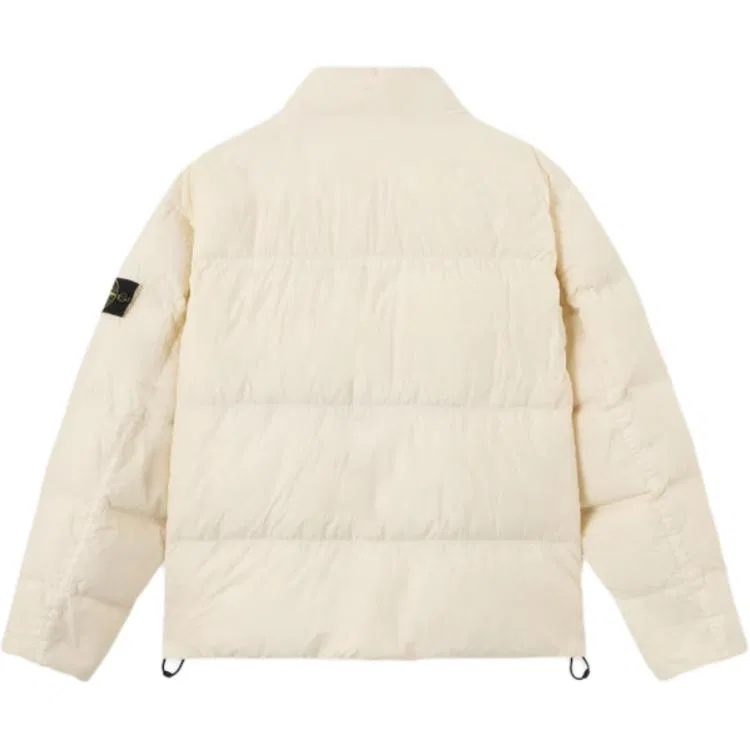 Мужская куртка пуховик с воротником-стойкой STONE ISLAND, Ivory White — фото 3