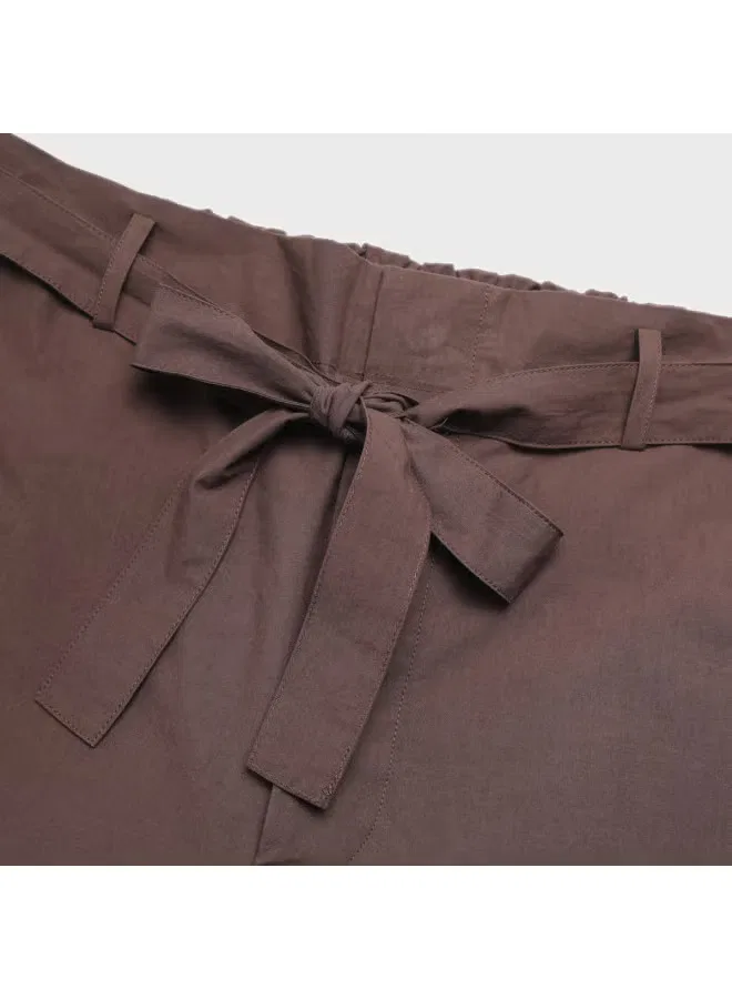 Брюки свободного кроя хлопковые Zara, темно-коричневый — фото 4