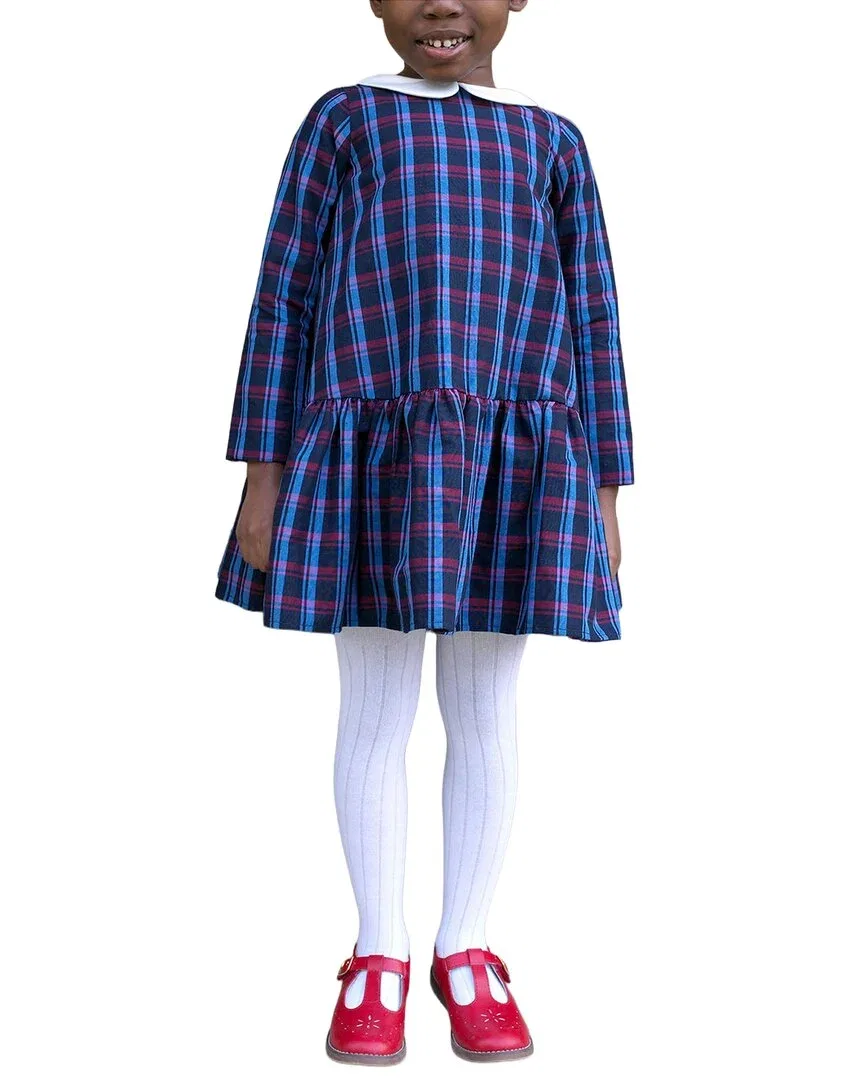Детское платье для девочек с принтом в клетку Rachel Riley Drop Hem Check, мультиколор — фото 2