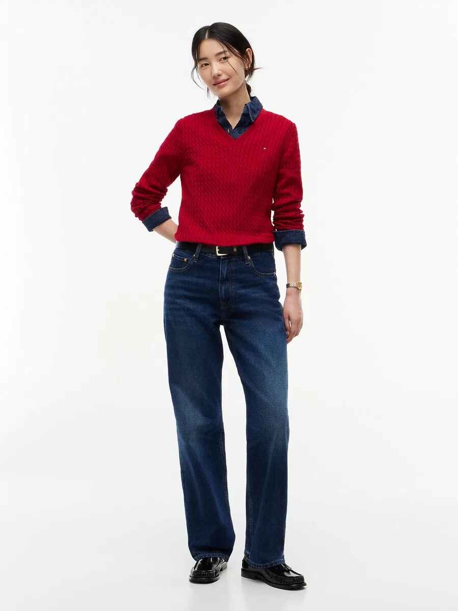 Свитер TOMMY HILFIGER кроваво-красного цвета — фото 4