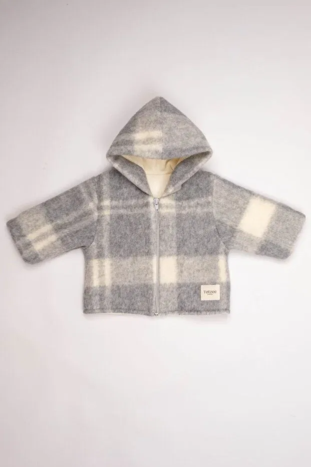 Детское пальто для девочек с капюшоном Totzee, Gray Cream — фото 2