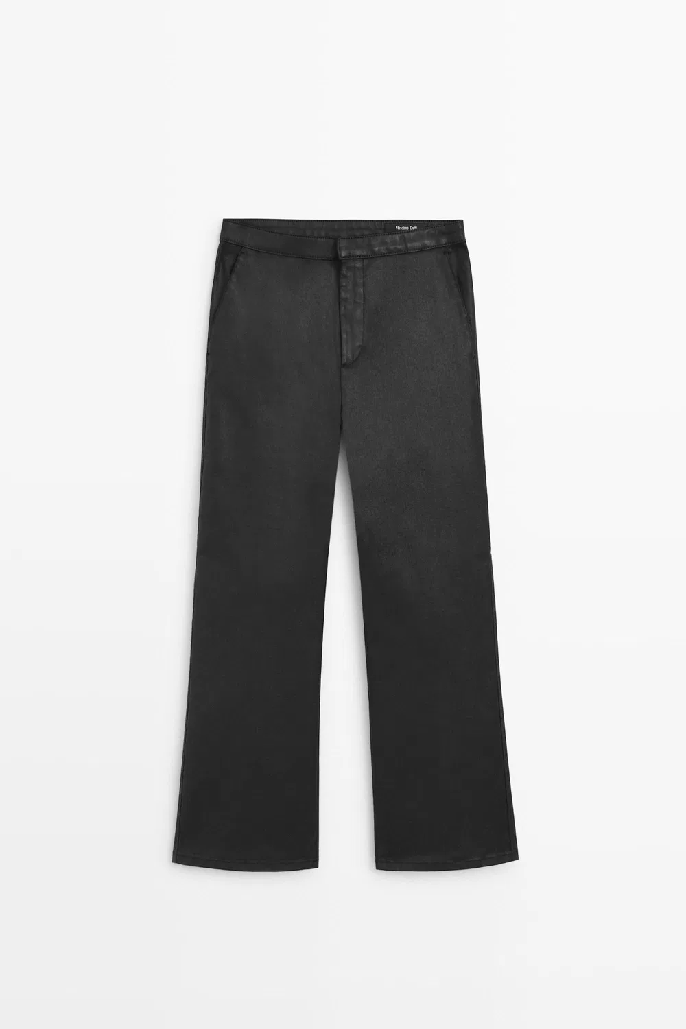 Брюки Massimo Dutti Rubberised Cropped Flare, черный — фото 2