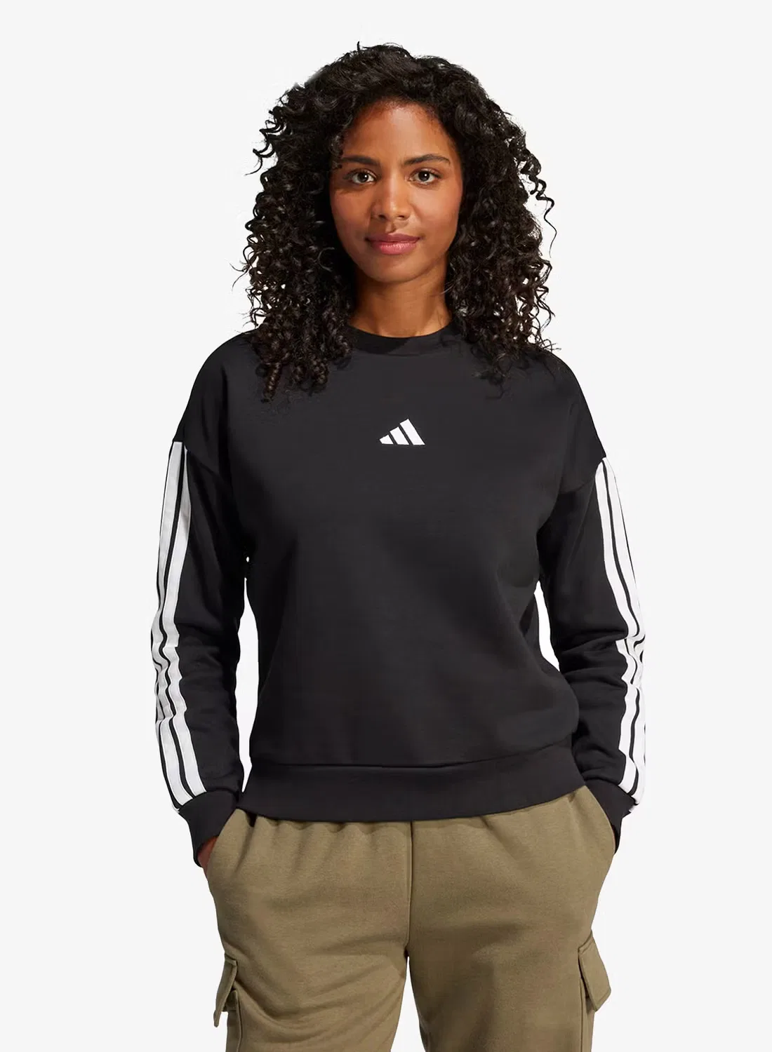 Свитшот с принтом 3-Stripes Adidas, черный