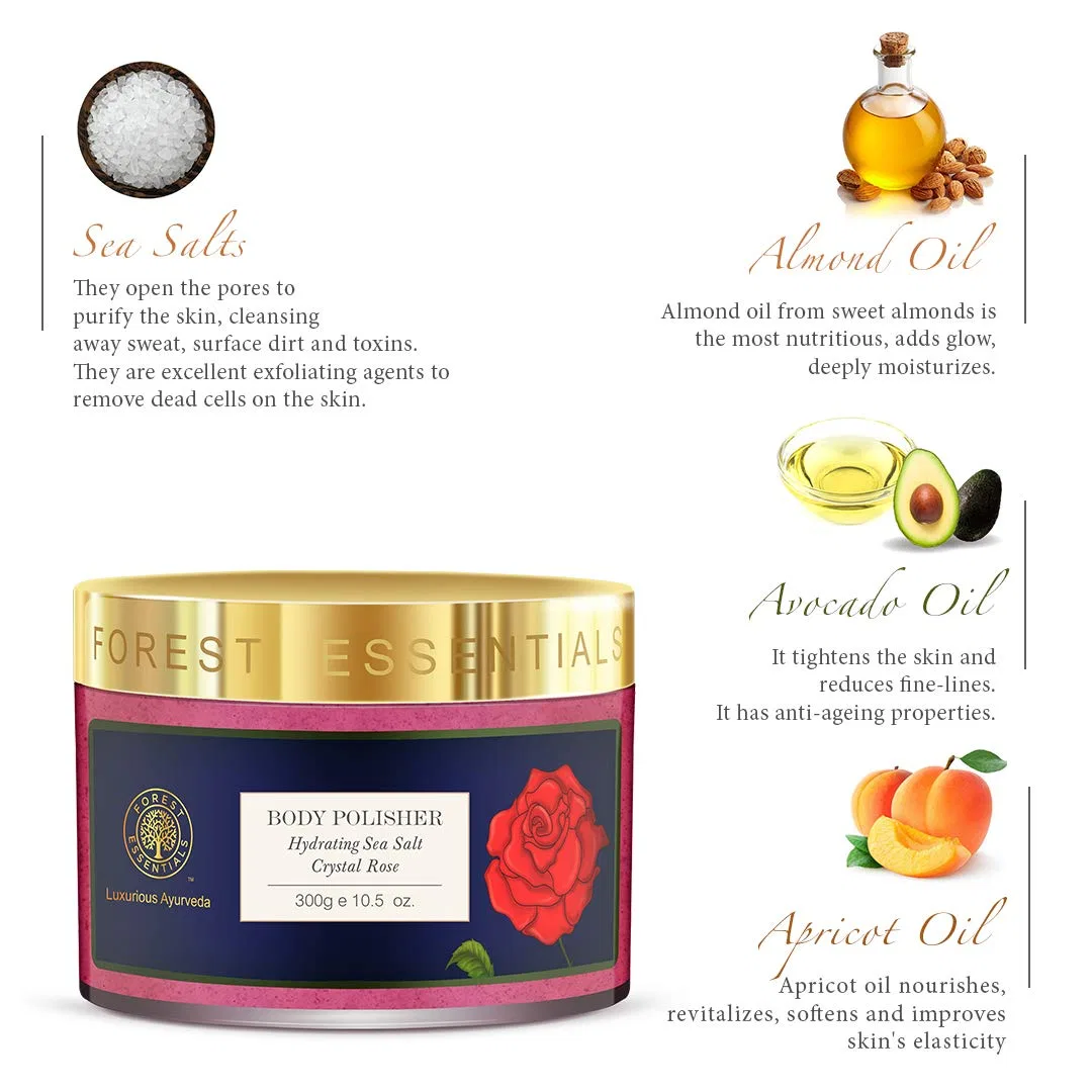Скраб для тела Hydrating Sea Salt Crystal Rose, Forest Essentials, 300 г — фото 4