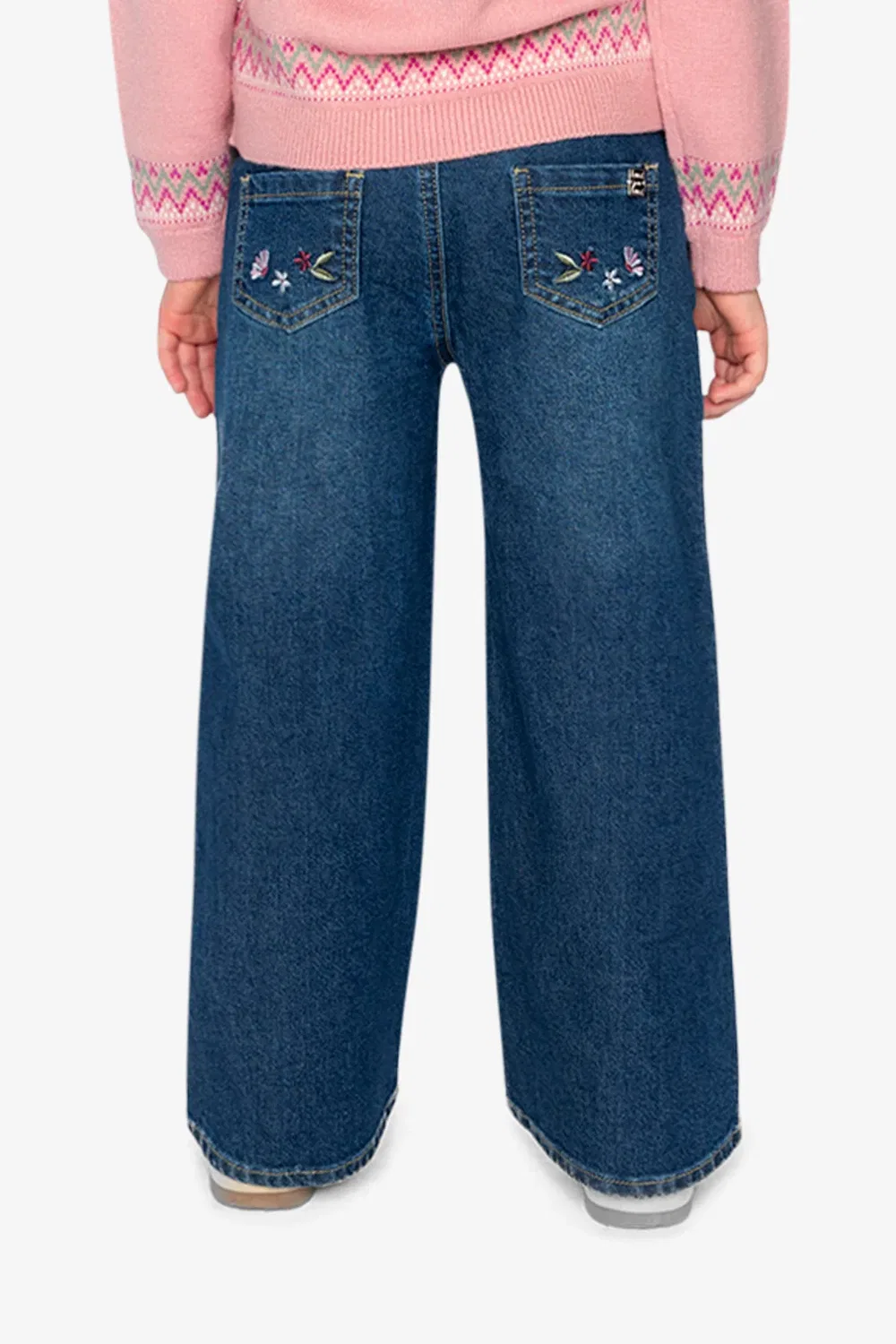 Детские джинсы для девочек с вышивкой цветами Soft Poetry Deux par Deux, Light Blue Denim — фото 4