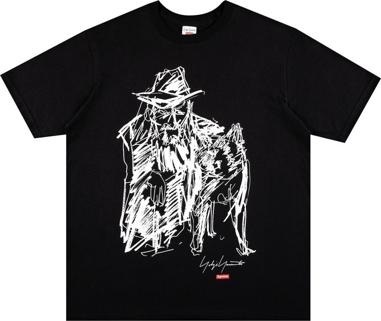 

Футболка Supreme x Yohji Yamamoto Scribble Portrait Tee 'Black', черный