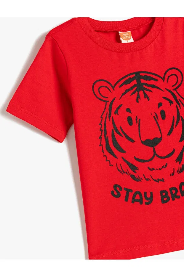 Детская футболка с принтом Tiger Printed Koton, Red — фото 3