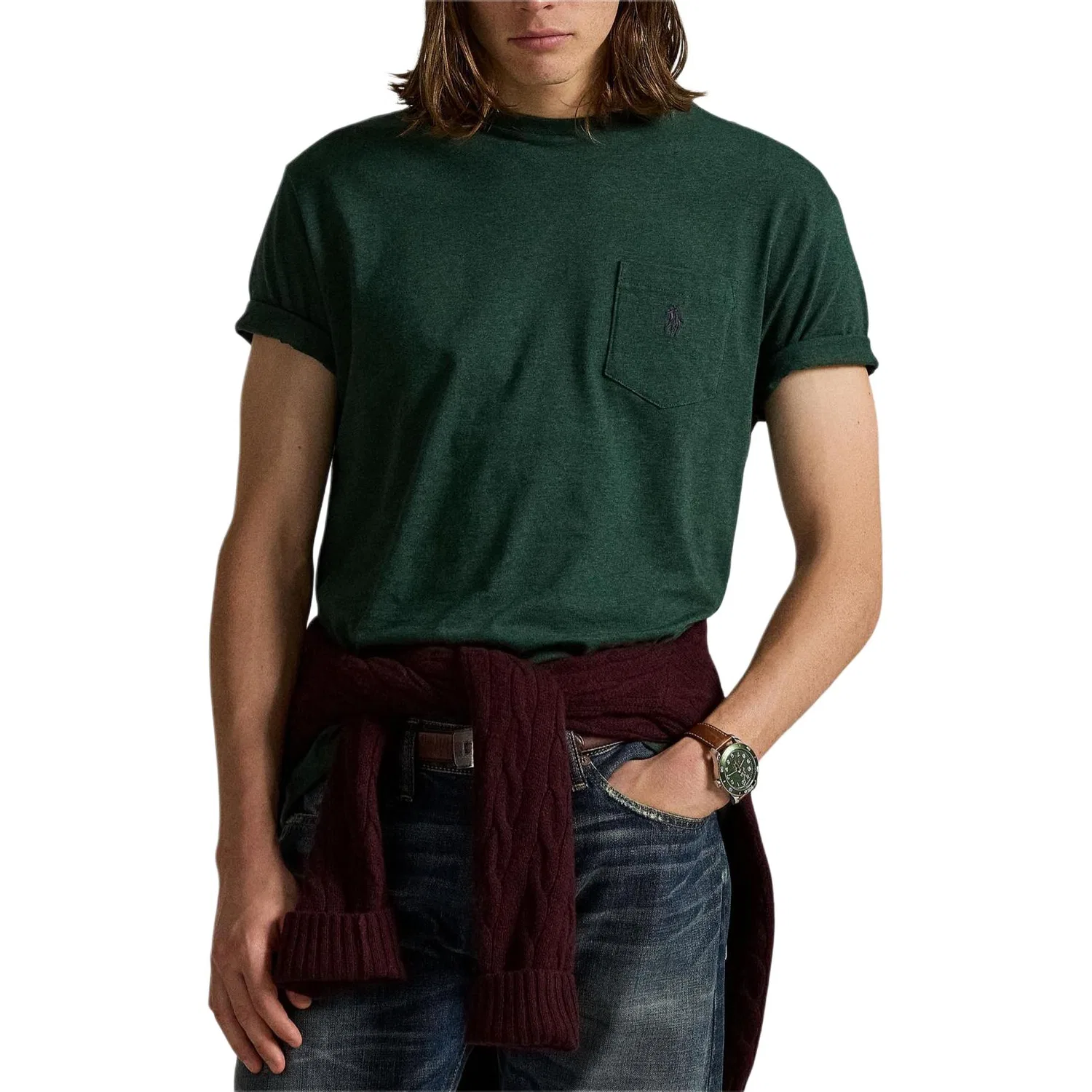 Мужская футболка с круглым вырезом Green Polo Ralph Lauren
