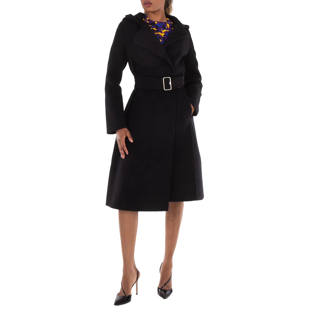 Пальто с капюшоном из шерсти и кашемира Hooded Wool Cashmere Coat Burberry, Black — фото 2