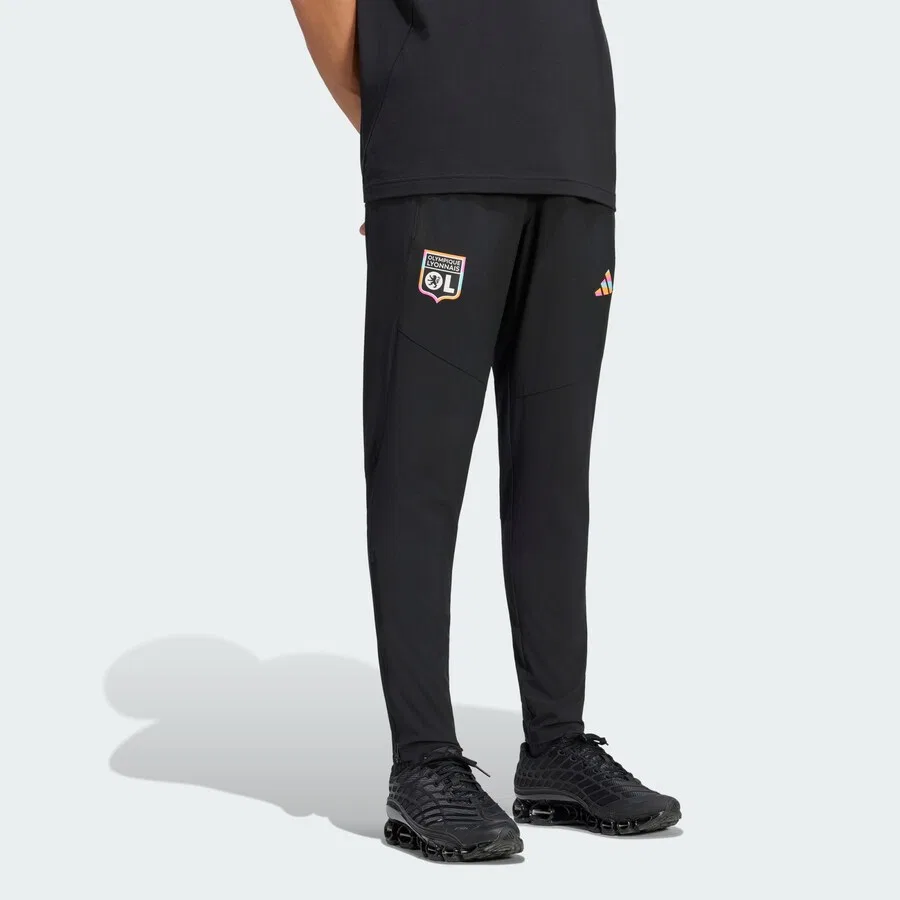 Спортивные брюки ADIDAS PERFORMANCE Regular Workout Pants 'Olympique Lyon Tiro' черного цвета — фото 2