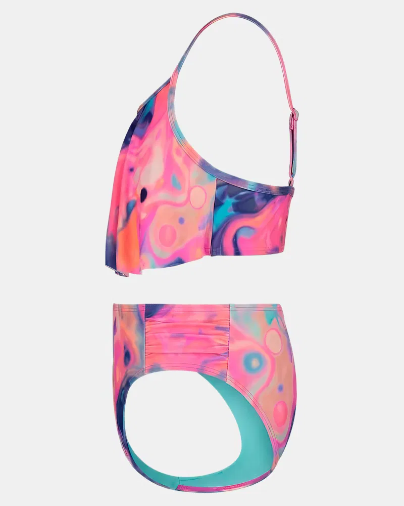 Раздельный купальник с защитой UPF 30, комплект из 2 предметов, модель UA Mixed In Bikini UnderArmour, Bittersweet Pink/Neo Turquoise — фото 3