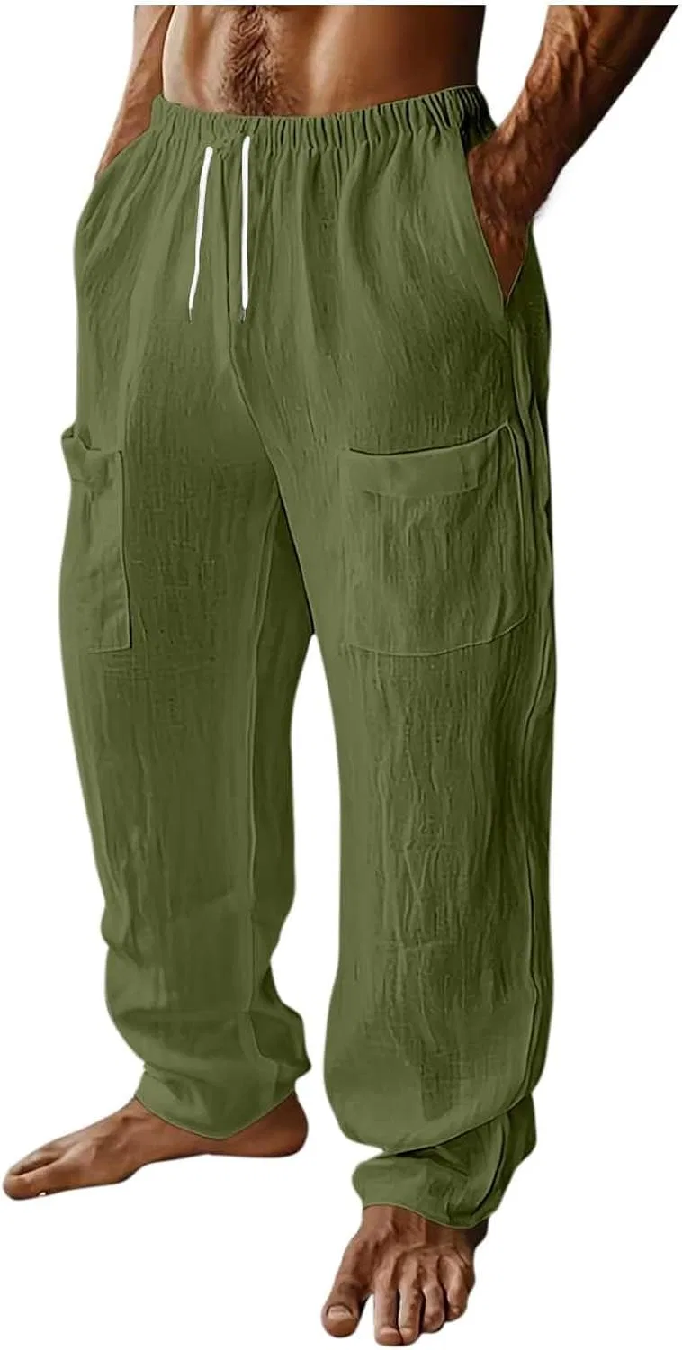 Мужские хлопковые брюки с эластичным поясом, A#01 Army Green