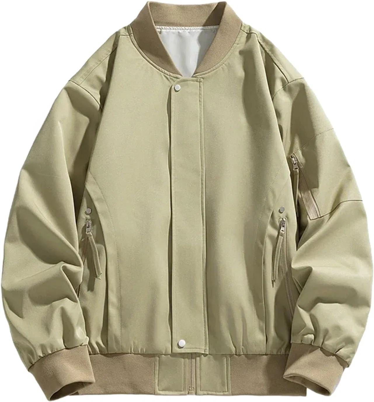 Мужская куртка-бомбер с молнией, Varsity Jackets, зелёный